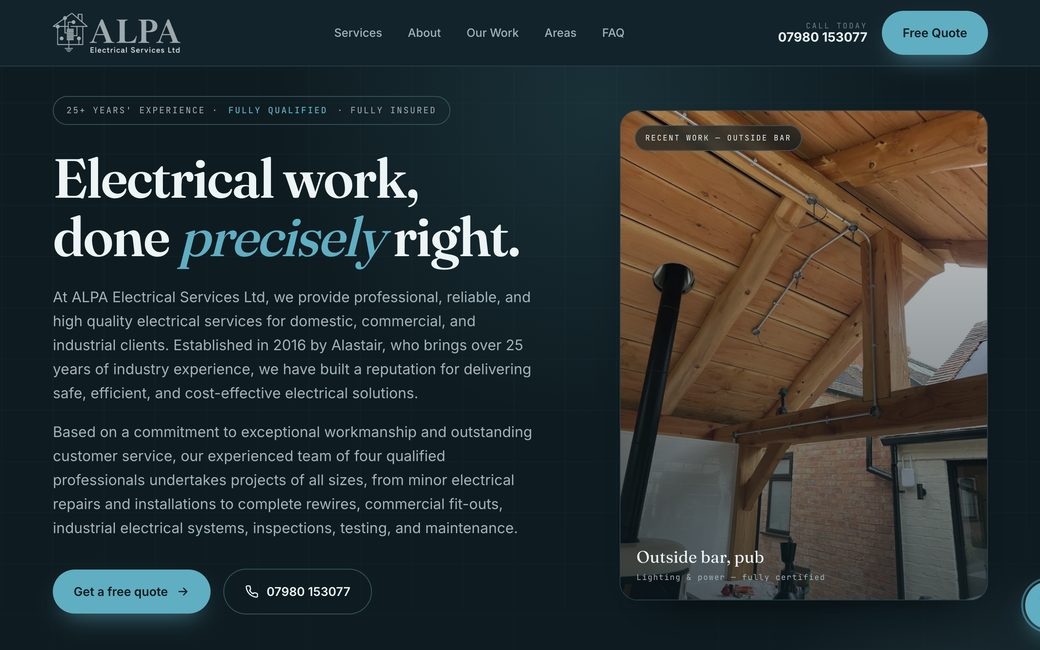 ALPA Electrical website built by Kerb Digital