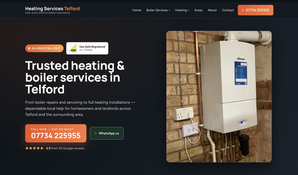 Heating Services Telford website